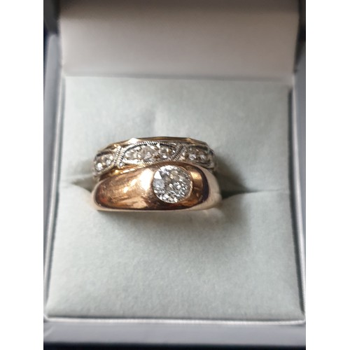 12 - Two 9ct Gold Diamond Rings, Eternity & Solitaire  [Size M Solitaire Size N] 6.7grams