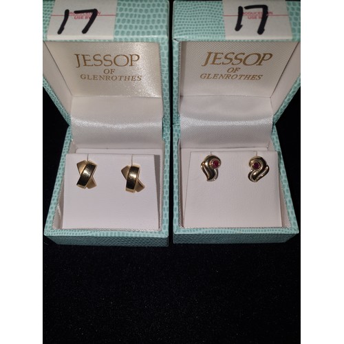 17 - Two Pairs 9ct Yellow Gold Ear Rings 2.15grams