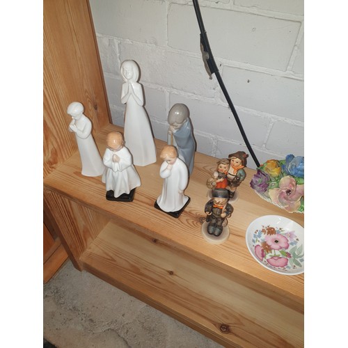 143 - Shelf Of Collectables Doulton Lladro Hummel Piquot Tea Pot Floral Items Last Supper  etc