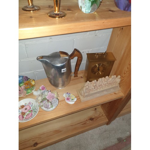 143 - Shelf Of Collectables Doulton Lladro Hummel Piquot Tea Pot Floral Items Last Supper  etc