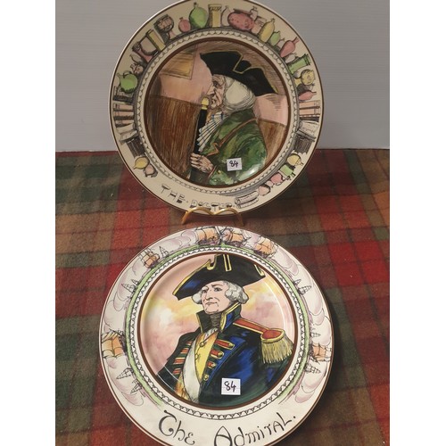 84 - 2 Large Early Doulton Plates The Doctor And The Admiral