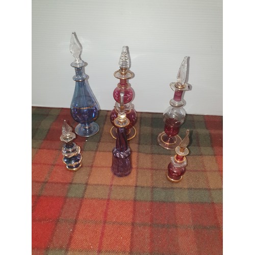 36 - 6 Assorted Beautiful Perfume Bottles Complete With Stoppers