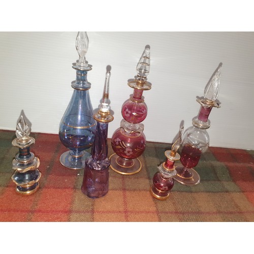 36 - 6 Assorted Beautiful Perfume Bottles Complete With Stoppers