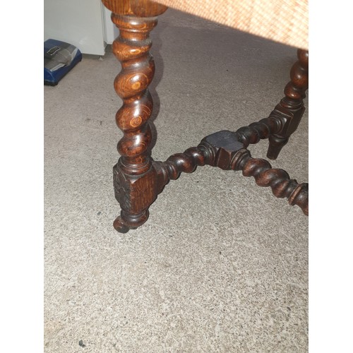 341 - 2 Heavy Oak Barley Twist Legged Victorian Chairs