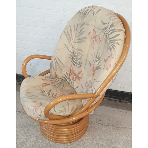 371 - Mid century Desser Centurion Leafy Natural Rattan Laminated Swivel Rocker Chair