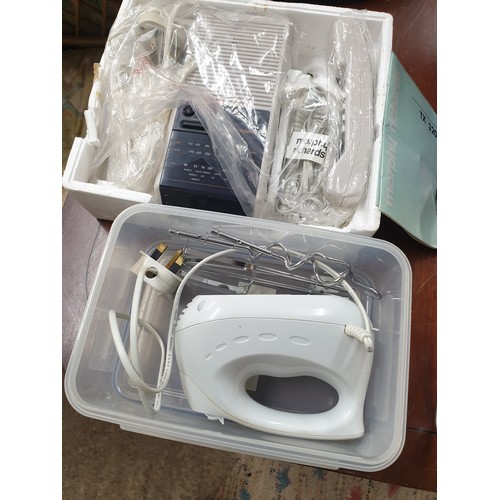 359 - DAB Teac Speaker / Radio, Russel Hobbs Steam Iron, Mini Hi Fi , Halogen Desk L;amp Chrome Coat Hange... 