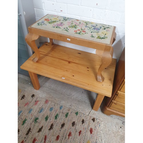 345 - Nice Little Pine Tea Table And Stool