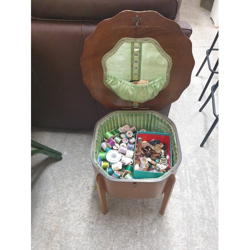 333 - Ladies Flip Top Sewing Table Full Of Accessories