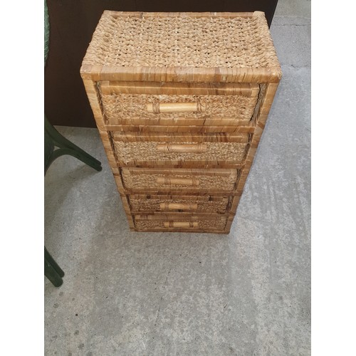 338 - Nice Little Wicker 5 Drawer Chest 69 x 38 x 25cm
