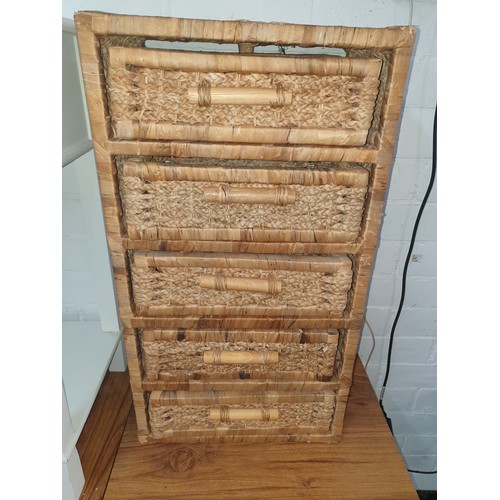338 - Nice Little Wicker 5 Drawer Chest 69 x 38 x 25cm