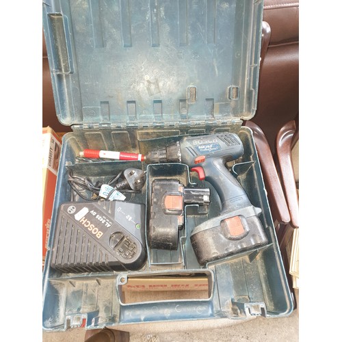 330 - Bosch Corless Drill With 2 Batteries and Charger  Working In Fitted Case