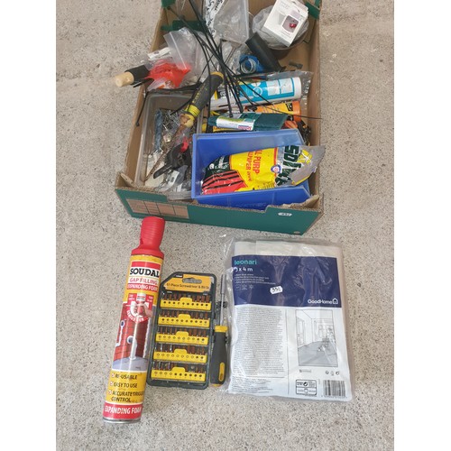 331 - Tray Of Assorted Tools Etc 51 Piece Driver Set, Dust Sheet, Gap Filler Ties, Screws Nails etc
