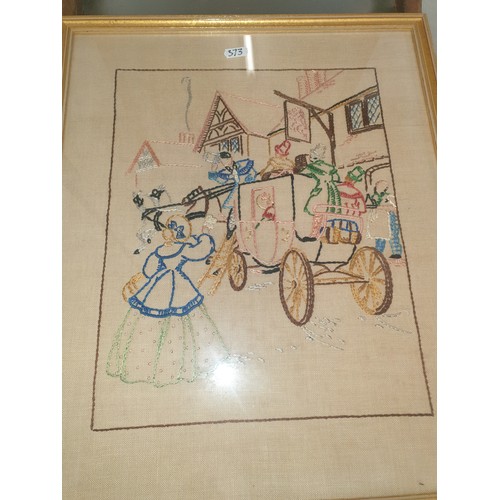 373 - Wool Work Tapestry Fire Screen and Wool Work Tapestry Picture