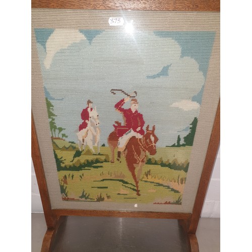 373 - Wool Work Tapestry Fire Screen and Wool Work Tapestry Picture
