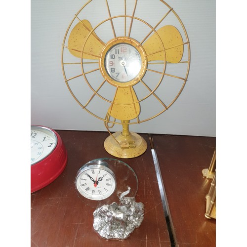 378 - Selection Of Clocks To Include Retro Clock And Vintage Style Fan Clock etc