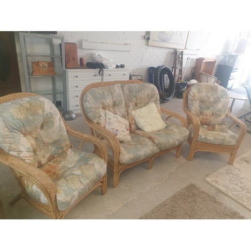 255 - Three Piece Conservatory Suite two Seat Couch And two Chairs.