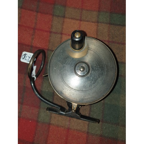 270 - Antique Mallochs Of Perth Side Caster Brass Reel Very Good Condition