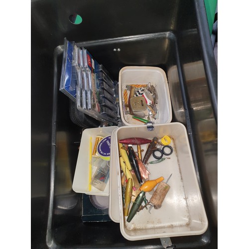 278 - Keenets seat/ Tackle Box With Padded Top and Tackle etc Lures, Devon Minnows, Flying Lures Backing L... 