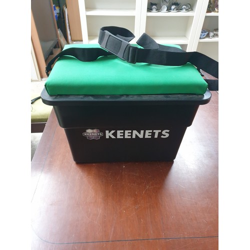 278 - Keenets seat/ Tackle Box With Padded Top and Tackle etc Lures, Devon Minnows, Flying Lures Backing L... 