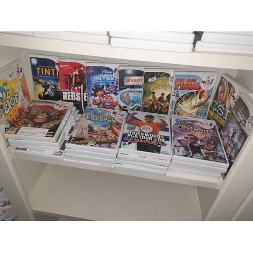 152 - Shelf Of Nintendo Wii Games; Sega Bass Fishing, Tin Tin, Movie Studios & many more.
