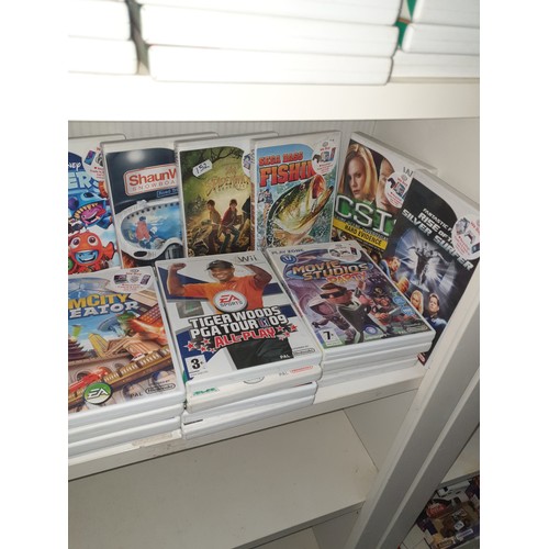 152 - Shelf Of Nintendo Wii Games; Sega Bass Fishing, Tin Tin, Movie Studios & many more.