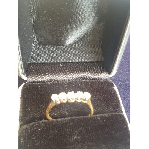 3 - 18ct Gold Five stone Diamond Ring. 2 grams. Size P