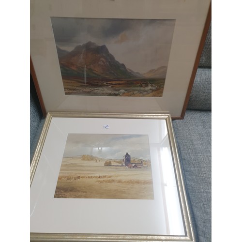 229 - Two Antique water colours; Highland Scene signed Colours Signed & Country side scene signed.