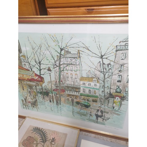 230 - Collection of Five art works; Town scene, countryside lane & others.