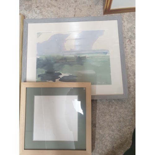 230 - Collection of Five art works; Town scene, countryside lane & others.