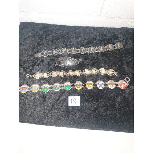 19 - Siam Silver Bracelet with Matching Brooch , Silver And Enamel Charm Bracelet Silver Filligree Bracel... 