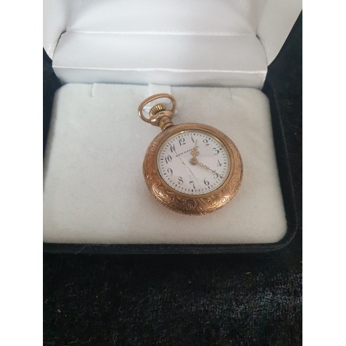 21 - Ladies Gold Plated Pocket Watch Overwound.