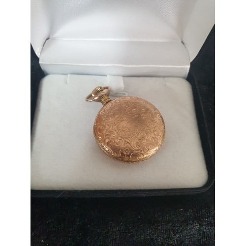 21 - Ladies Gold Plated Pocket Watch Overwound.