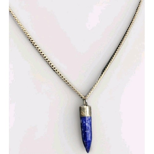 38 - Silver Necklace With Lapis Luzuli pendant.