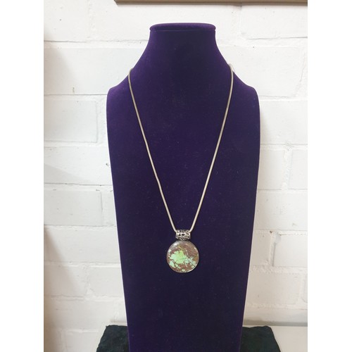 23 - Large Silver Snake Necklace with Silver And Scottish Stone Pendant