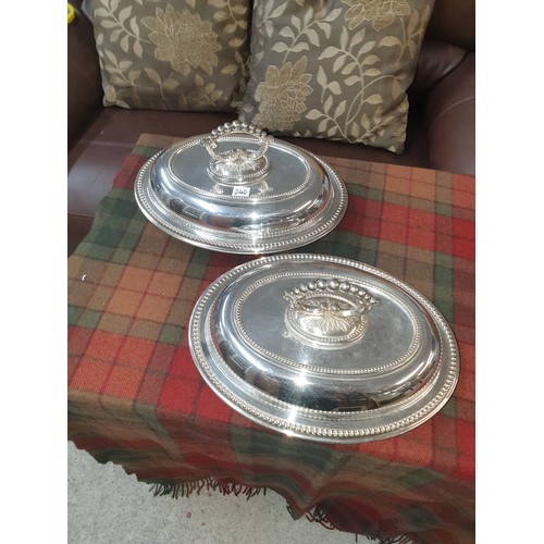 240 - 2 Super Quality Heavy EPNS Serving Tureens With Covers And Handles