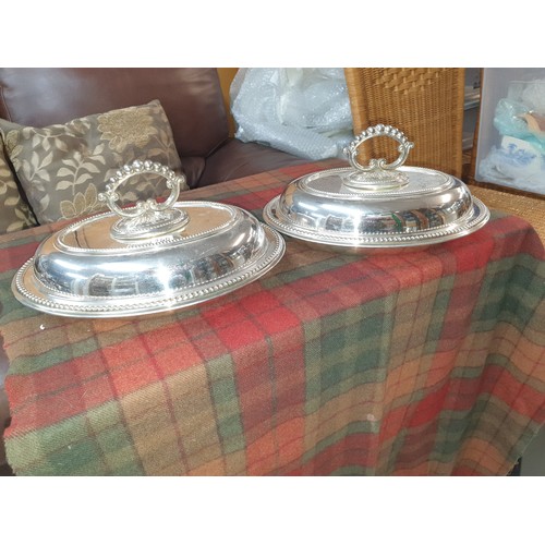 240 - 2 Super Quality Heavy EPNS Serving Tureens With Covers And Handles
