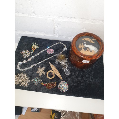 29 - Nice Little Box Of Costume Jewellery With Oriental Box