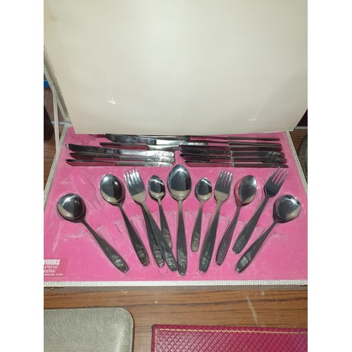 242 - Boxed Canteen Of Cutlery Viners Spring Rose, Canteen Of Cutlery and Box Tea Knifes With Cheese Knife