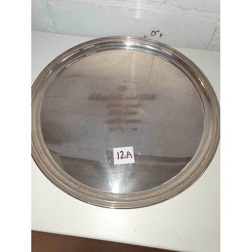 12A - Silver Hallmarked Card Tray 263 g  20 cm Diameter