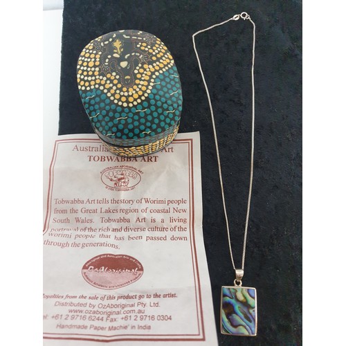 12B - Silver Necklace with Silver Aboriginal Art Pendant Tobwabba Art