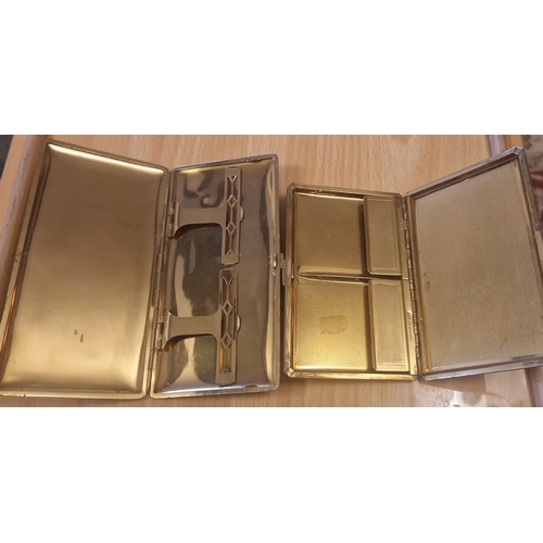39A - Three Antique Card Cases; Silver plated card case, Brass card case & other.