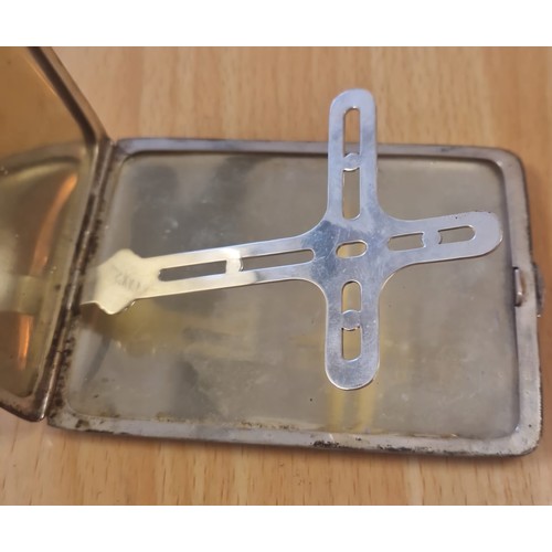 39A - Three Antique Card Cases; Silver plated card case, Brass card case & other.
