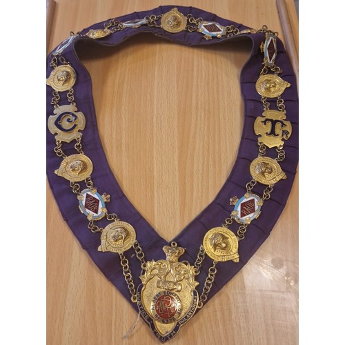 48 - Royal Antediluvian Order of Buffaloes (RAOB) Collar Jewels Display.