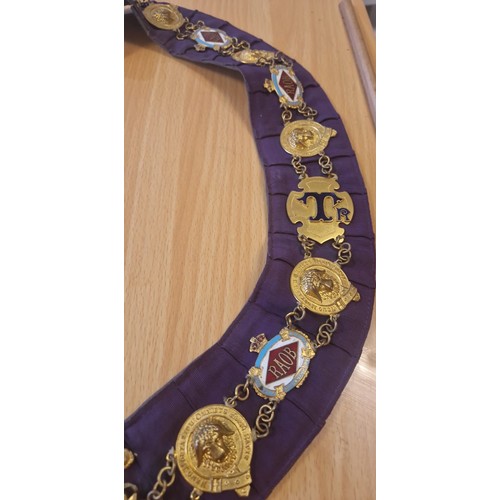 48 - Royal Antediluvian Order of Buffaloes (RAOB) Collar Jewels Display.