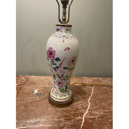 71 - Chinese Famille Rose Porcelain Baluster Vase decorated with floral motifs, butterflies and a pheasan... 