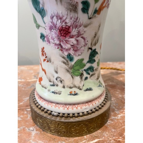 71 - Chinese Famille Rose Porcelain Baluster Vase decorated with floral motifs, butterflies and a pheasan... 