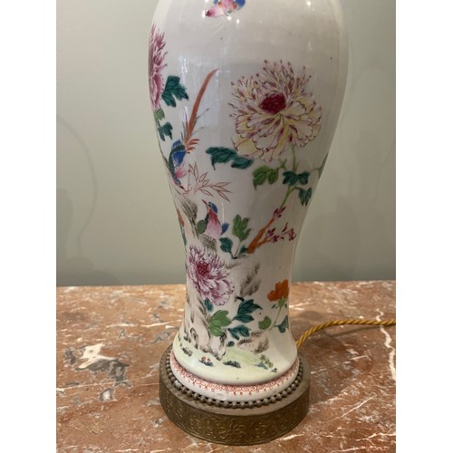 71 - Chinese Famille Rose Porcelain Baluster Vase decorated with floral motifs, butterflies and a pheasan... 