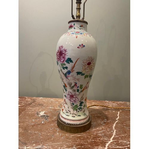 71 - Chinese Famille Rose Porcelain Baluster Vase decorated with floral motifs, butterflies and a pheasan... 