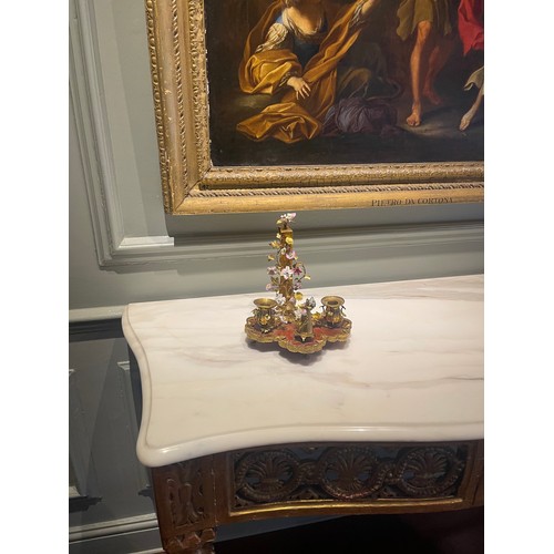 77 - A very fine Louis XV fine ormolu, scarlet Chinese lacquer, and porcelain bougeoir de paravent with o... 