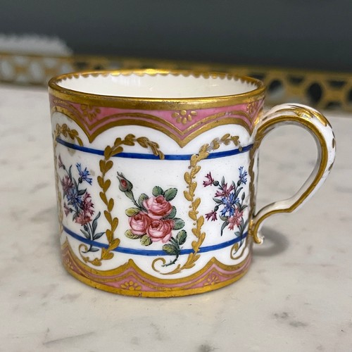 82 - A mid-18th century Sevres coffee cup (1751 - 1753). With associated Sevres mark on base above a... 